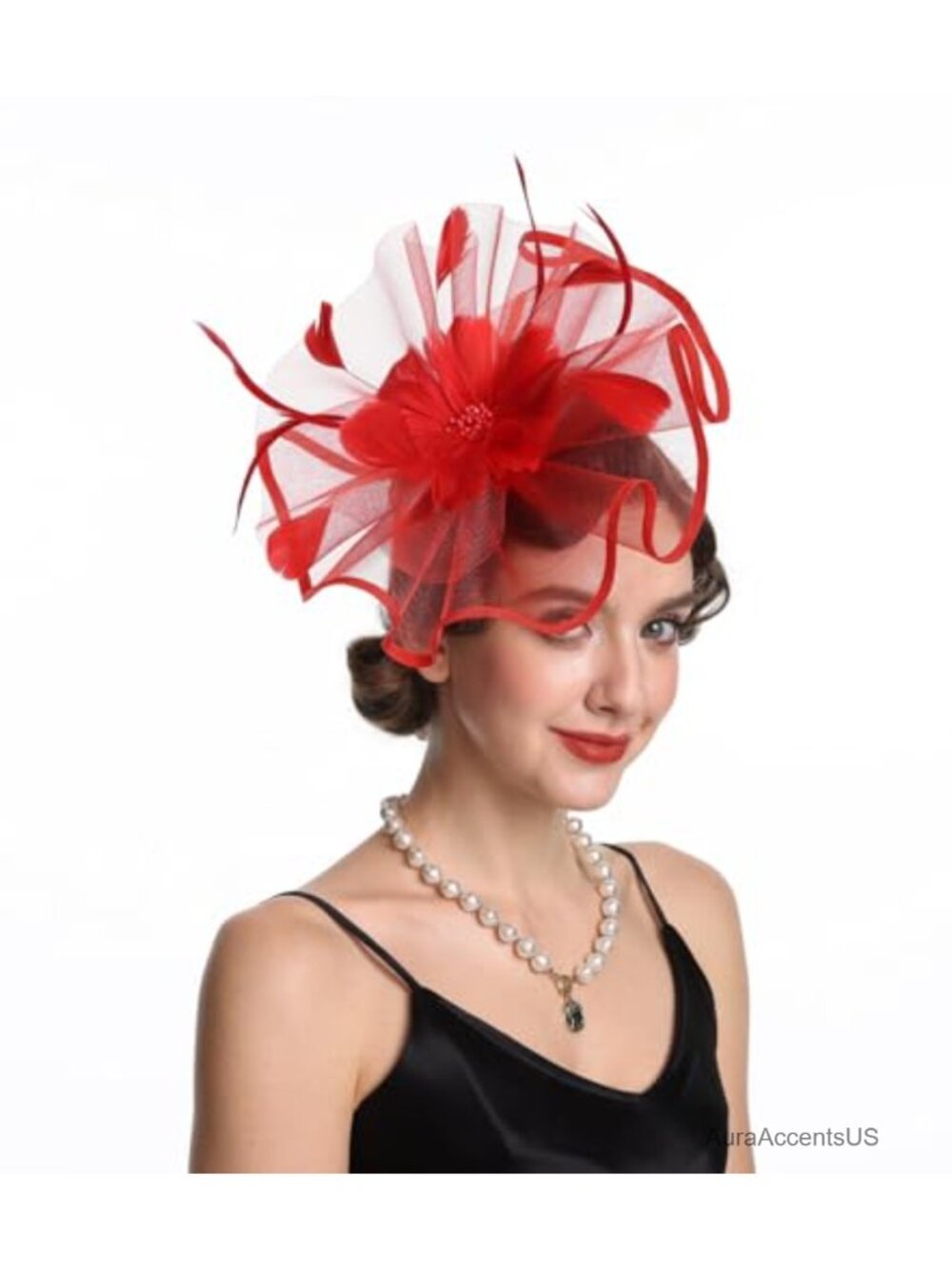 Handmade Feather Fascinator Veil Headband Hair Clip Tea Party Derby Hat